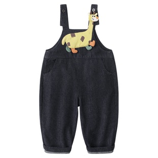 咔咔熊猫宝宝牛仔背带裤春装儿童卡通裤子春秋男宝休闲长裤春款潮