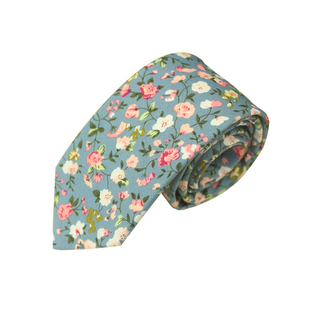 复古印花棉系列 领带男休闲百搭女棉麻印花个性文艺粉紫6CM窄版