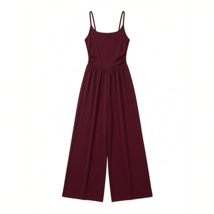 女士纯色休闲吊带裹胸阔腿连体裤Strap-wrapped bustier jumpsuit