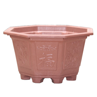 大号特大号加厚八角塑料花盆红色种树盆景三角梅龙缸盆包邮无托盘