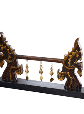 泰国木质铃铛龙头造型装饰摆件