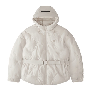 FILA FUSION斐乐潮牌羽绒服女2026春季新款保暖休闲收腰连帽外套