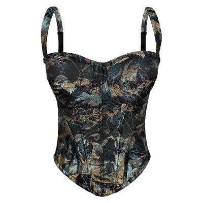 外穿鱼骨胸衣背心吊带抹胸印花