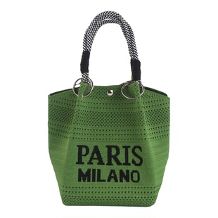 小众设计编织手提包女2026新款高级感草编包单肩斜挎包沙滩水桶包