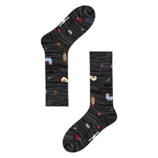 AR新中式织锦图案中筒袜2026新款老钱风袜子显瘦百搭AlmondRocks