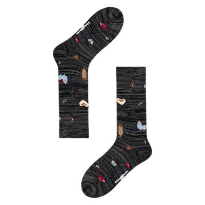 AR新中式织锦图案中筒袜2026新款老钱风袜子显瘦百搭AlmondRocks