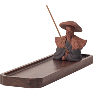 禅意紫砂姜太公线香炉钓鱼翁香插香座古风书房茶室香道摆件香薰炉