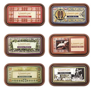 月猫NCQ铁盒复古油性速干红色黑色印台Classique进口Tsukineko手帐剪贴细节橡皮章DIY印泥