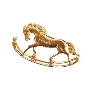 [Turtledove合作款]VN自制复古典雅木马踏浪哑光质感镀金装饰胸针