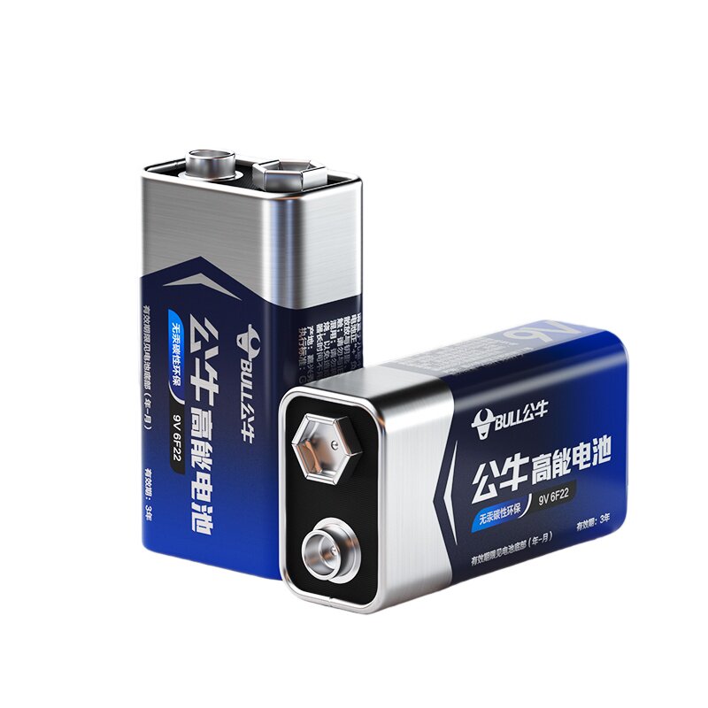 【2粒装】公牛9v电池方块电池6F22方形碳性电池万用表万能表音响玩具麦克风遥控器体温枪9v叠层电池九伏电池