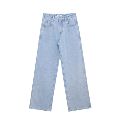 荒荒家 浅色牛仔裤2026春秋新款韩版宽松高腰直筒休闲阔腿裤女ins