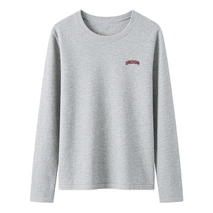 都市丽人纯棉长袖t恤女春夏2026新款宽松休闲短袖灰色内搭打底衫Y