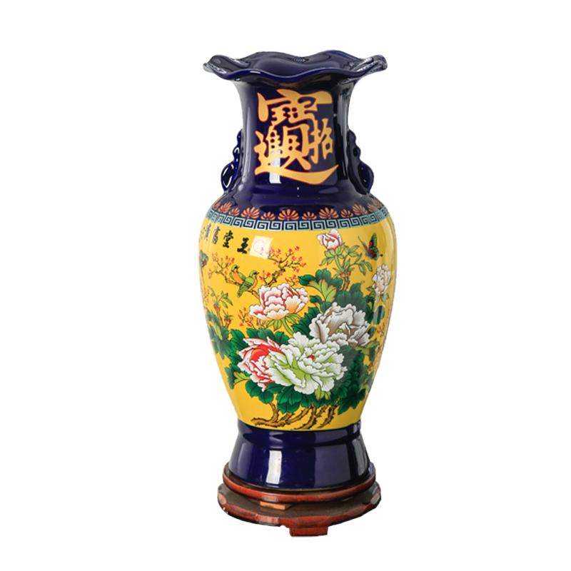 景德镇陶瓷器红牡丹大瓷瓶现代中式花开富贵大号客厅落地室内花瓶