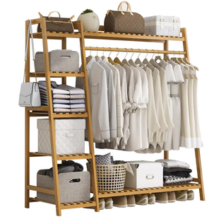 衣架落地卧室挂衣实木家用结实耐用稳固简易加粗收纳立式晾晒衣杆