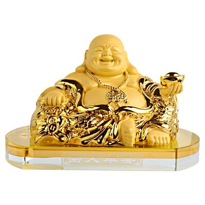 弥勒佛像汽车摆件中控台招财装饰