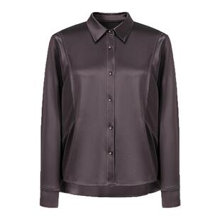 IMM尹默春三醋酸面料光泽肌理感气质翻领衬衫上衣女