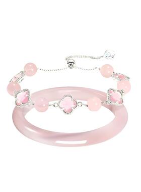 普陀山2026四叶草水晶手链女马粉