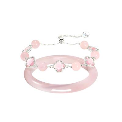 普陀山2026四叶草水晶手链女马粉