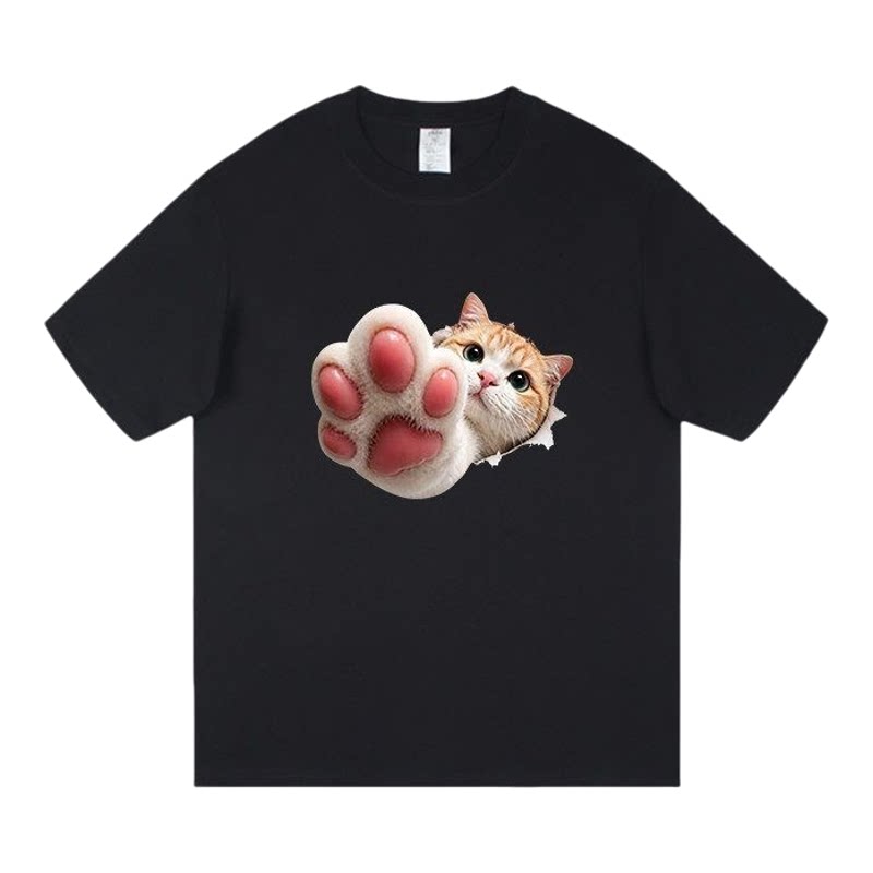 猫狗!在干嘛印花短袖T恤日常萌宠趣味狗狗铲屎官半袖T恤定制衣服