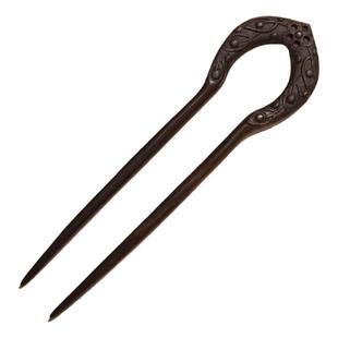 黑檀木发簪盘发发饰头饰簪子古风古典挽发双面雕刻藤蔓发钗