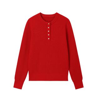 【新春穿红】全棉时代毛衣红色针织衫新年马年本命年26年秋冬新款