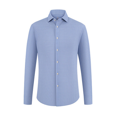 欧定时尚通勤高级职业格子衬衫男