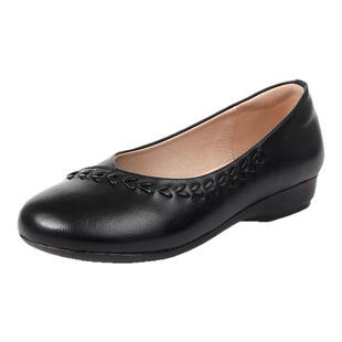 真皮软底妈妈鞋春夏款舒适不累脚单鞋百搭平底小皮鞋大码浅口女鞋