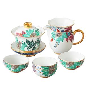 永丰源幸福满园8头9头茶具套装中式高档陶瓷茶具茶壶盖碗礼盒