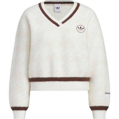 Adidas/阿迪达斯正品三叶草女士V领复古针织耐穿套头衫KC2687