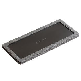 天然乌金石茶盘家用办公室用创意端石原石石头带排水湿泡桌面茶台