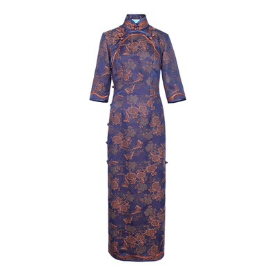 复古桑蚕丝真丝非遗宋锦旗袍