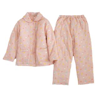 冬季外贸日单加厚全棉三层夹棉棉服儿童女童睡衣棉衣中大童家居服