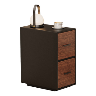 床头柜小型实木家用卧室黑色25cm超窄款床侧边轻奢高级感收纳柜子