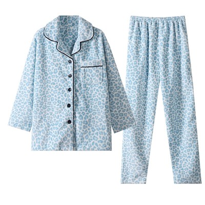 睡衣女款法兰绒可爱豹纹加厚冬季