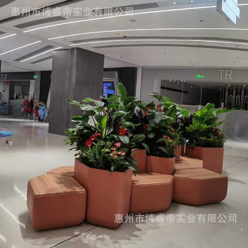 玻璃钢拼接座椅城市景观坐椅组合广场花街道异形户外公园花盆坐凳