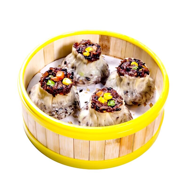 吕禄纯素零食品黑米全麦烧麦早餐