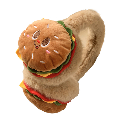 可爱汉堡包毛绒耳罩女冬季保暖