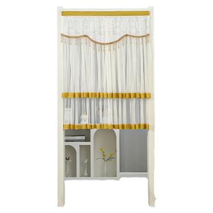 半帘纱门帘免打孔魔术贴伸缩杆半截门帘家用隔断帘厨房卫生间挂帘