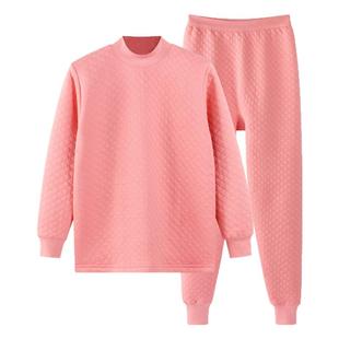 A&B纯棉加厚三层夹棉保暖内衣套装女士秋冬中老年人超厚秋衣秋裤