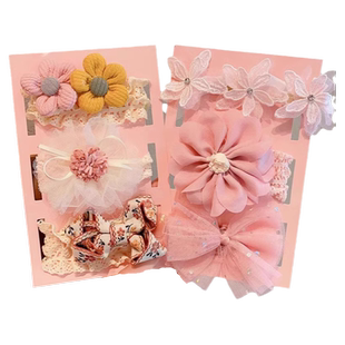 0-1岁婴儿发带女宝宝护囟门帽头花韩国新生儿公主周岁头饰蝴蝶结