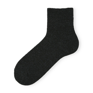 Tabio袜子男秋冬透气吸湿含羊毛运动百搭男袜日系短袜纯色中筒袜