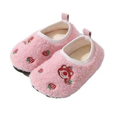 儿童室内地板鞋棉鞋秋冬季女童防滑加绒加厚宝宝软底居家男童拖鞋