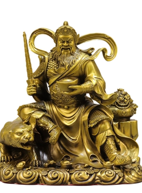 黄铜赵公明财神铜像摆件工艺品