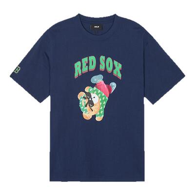 MLB官方 男女情侣皱眉熊系列短袖卡通休闲圆领T恤24夏季新款TSE01