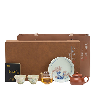 紫砂朱泥壶承 | 双杯梨皮平底套装茶具 × 高档功夫茶具