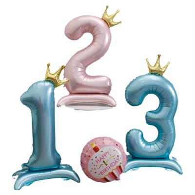蓝色周岁珠光生日数字气球