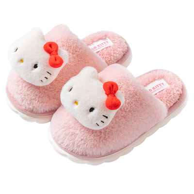 儿童棉拖鞋女童秋冬2025新款凯蒂猫女孩室内防滑三丽鸥宝宝毛拖鞋