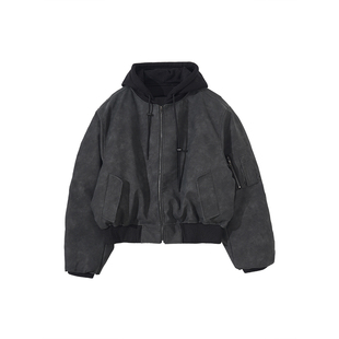 Holocene美式潮牌假两件夹克棉服冬季外套加厚慵懒风宽松保暖棉衣