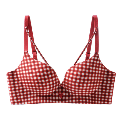 都市丽人格子内衣女聚拢小胸显大