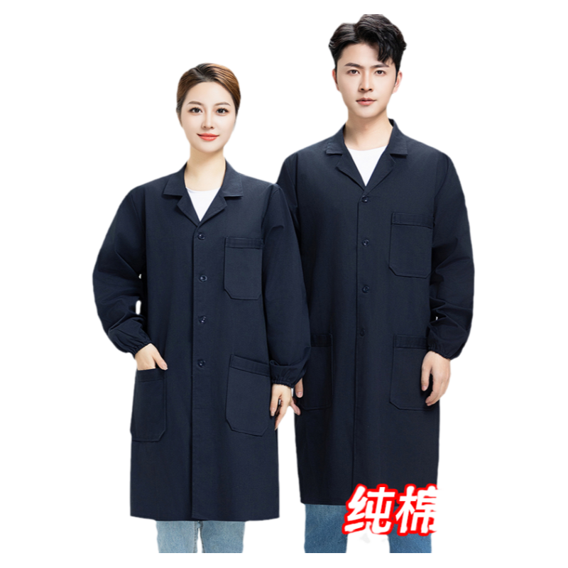 纯棉大褂工作服男女长款工厂车间实验服加厚防静电罩衣蓝大褂定制